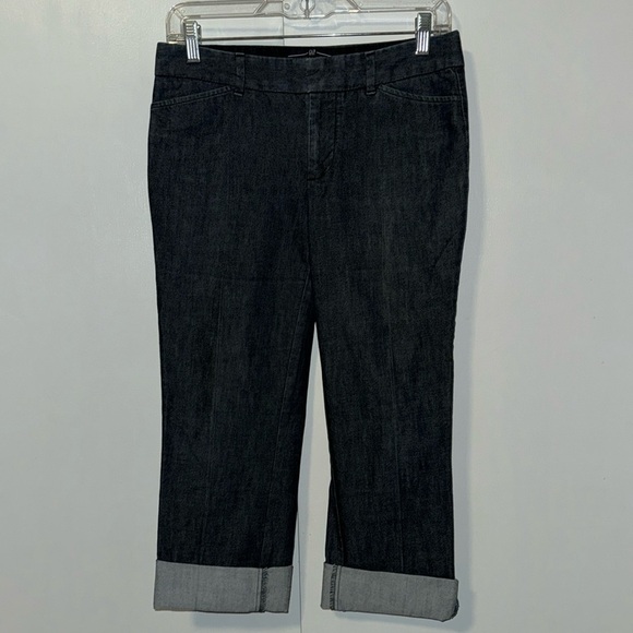 Gap Jeans Straight Cuffed Crop Stretch Cotton Dark Wash Denim Women’s 2 - Picture 1 of 10